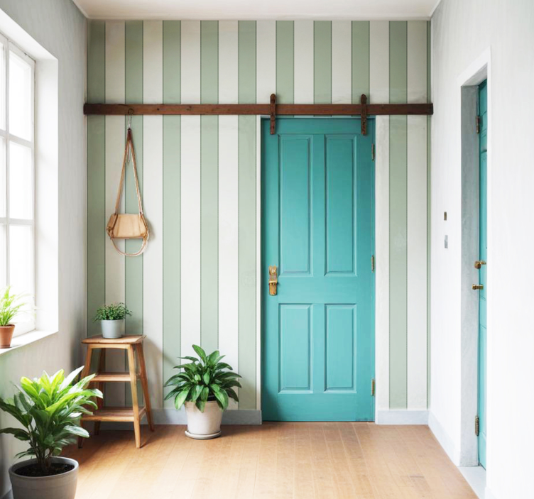 Vertikala grå ränder tapet korridor - Tenstickers