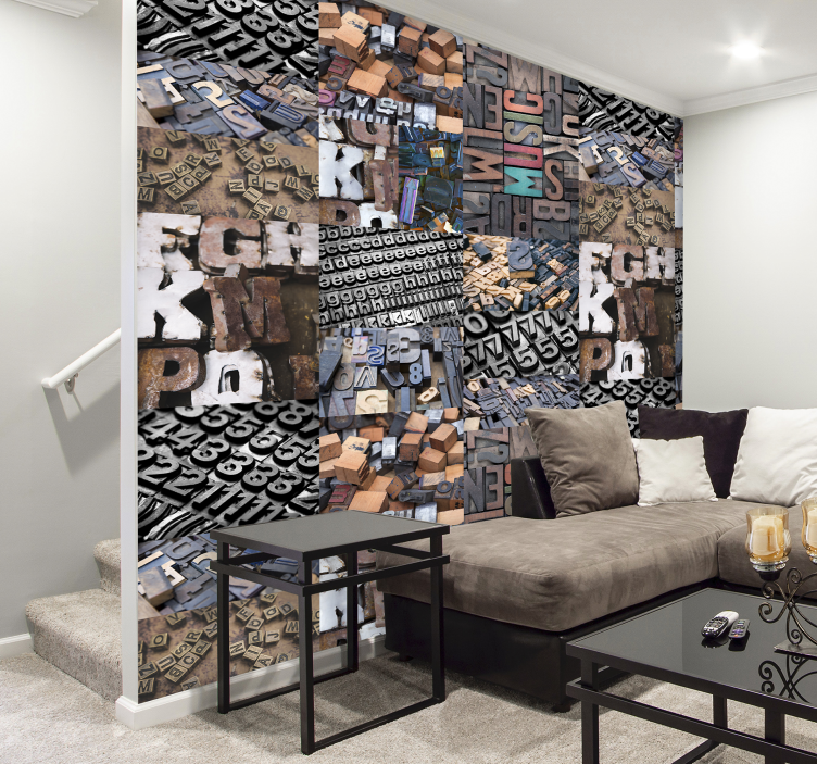 Vintage bokstäver tapet - Tenstickers