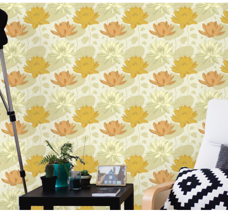 Vintage lotusblommig tapet - Tenstickers