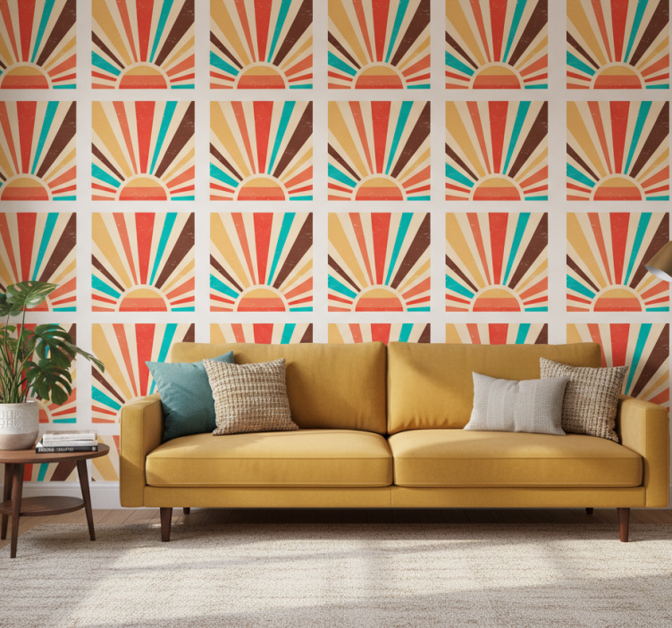 Vintage tapet abstrakt vintage solnedgång - Tenstickers