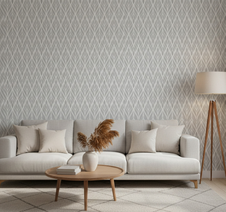 Vintage tapet etnisk blommönster grå - Tenstickers