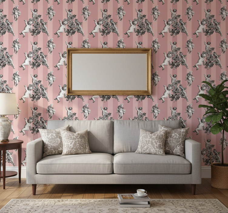 Vintage tapet fransk vintage randigt mönster - Tenstickers