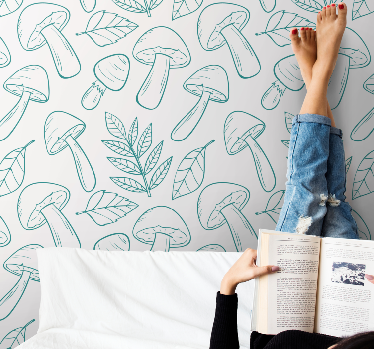 Vit och ljusblå svamp natur tapet - Tenstickers