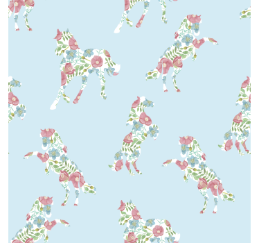 Lapptäcke blommönster Häst tapet - Tenstickers
