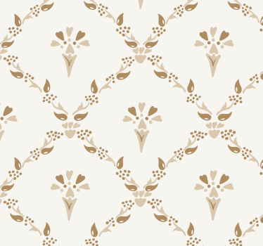 Sexkantigt blommönster Beige tapet - Tenstickers