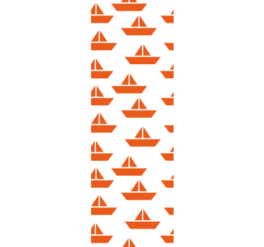 Orange segelbåtsmotiv barn tapet - Tenstickers