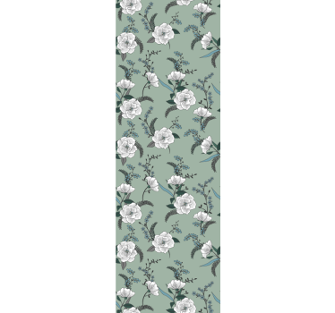 Elegant blomgrönt motiv Tapet blommor - Tenstickers