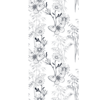 Tapet fjärilar med svart blommönster - Tenstickers
