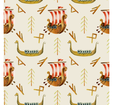 Tapet natur vikingaskeppsmönster - Tenstickers