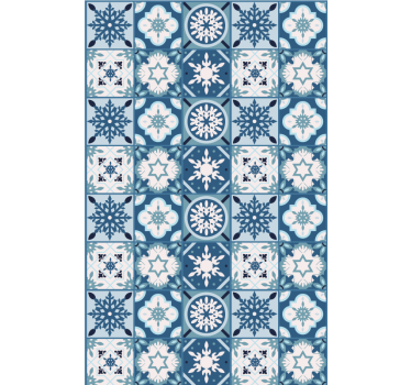 Tapet jul blå snöflingor plattor - Tenstickers