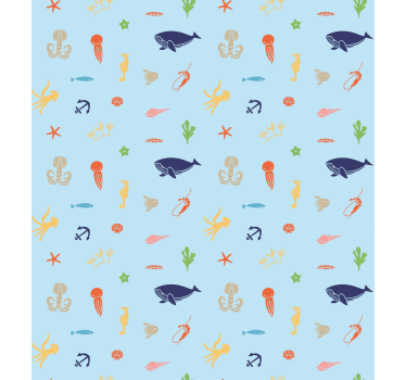 Barn tapet minimalistiska havsdjur - Tenstickers