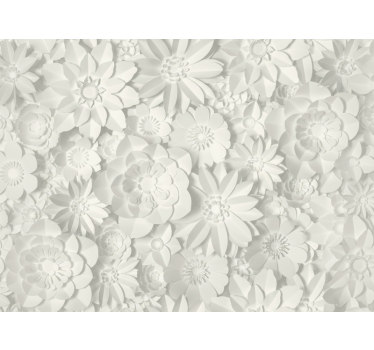 Fondtapet vardagsrum white paper bloom - Tenstickers