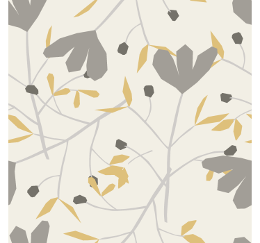 Tapet nordisk grå och gula blommor - Tenstickers
