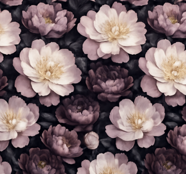 Fondtapet vardagsrum mörka blommor - Tenstickers