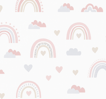 Barn tapet rosa regnbåge design - Tenstickers