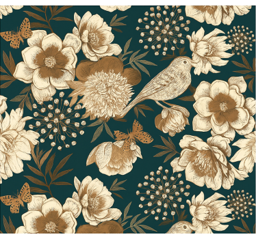 Tapet fåglar vintage botanisk chinoiserie - Tenstickers