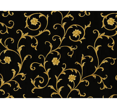 Barock tapet guld scroll midnatt noir - Tenstickers