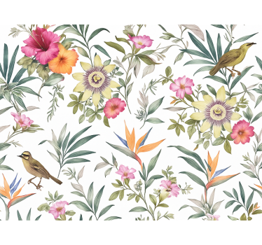 Äktenskap tapet blå blommor design - Tenstickers