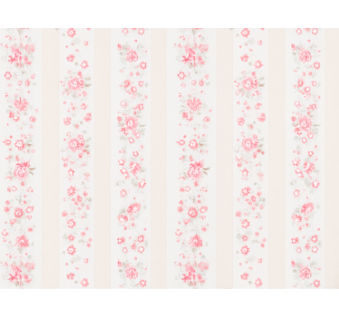 Barn tapet rosa retro blommor ränder - Tenstickers