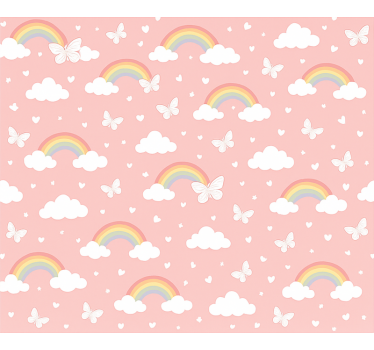 Barn tapet rosa barn regnbåge design - Tenstickers