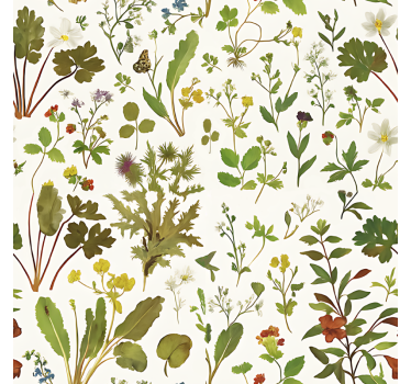 Äktenskap tapet botanisk design med vit bakgrund - Tenstickers