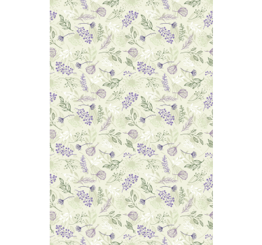 Tapet blommor lila blommor på grön bakgrund - Tenstickers