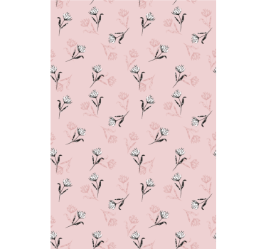 Tapet blommor vita liljor på rosa bakgrund - Tenstickers