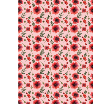 Tapet blommor vattenfärgade vallmo - Tenstickers