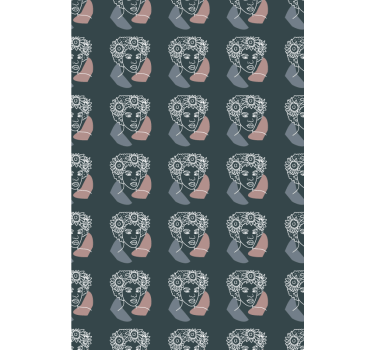 Tapet blommor minimalistisk solros med kvinna - Tenstickers