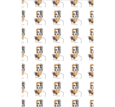 Tapet blommig minimalistisk ansikte med orkidéer - Tenstickers