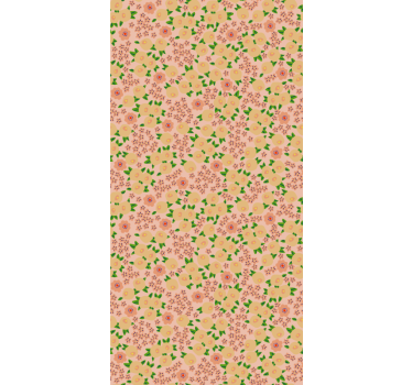 Tapet blommig med originalt blommönster i persikotoner - Tenstickers