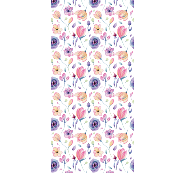 Tapet blommig lila delikat blommönster - Tenstickers