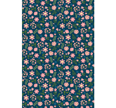 Tapet blommig blommönster 'floflo' blå - Tenstickers