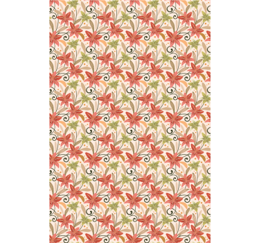 Tapet blommig färgglada vintage liljor mönster - Tenstickers