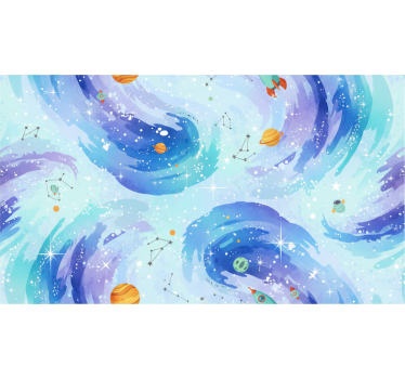 Barn tapet galaxystil ljusblå - Tenstickers