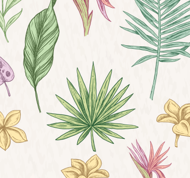 Blommor och palmer natur tapet - Tenstickers
