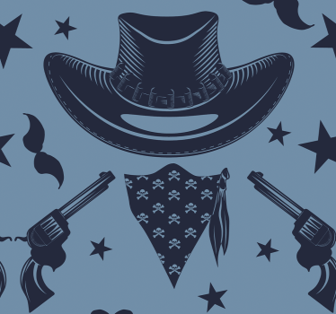 Cowboyhatt, flock och revolver sovrum tapeter - Tenstickers