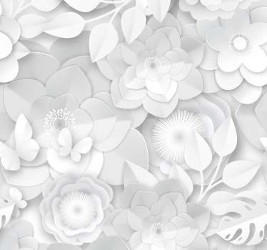 3d vita blommor tapeter - Tenstickers