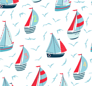 Båtar vid havet med siffror barn tapeter - Tenstickers