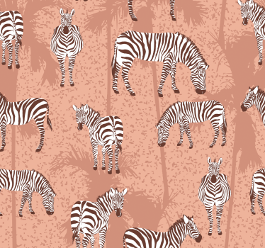 Zebra och palmer brun cool djur tapet - Tenstickers