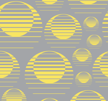 Retro sun draw grå gul cool abstrakt tapet - Tenstickers
