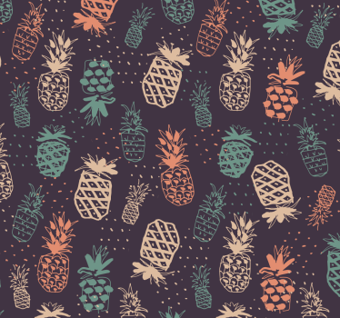 Blå ananas vintage tapet retro tapet - Tenstickers