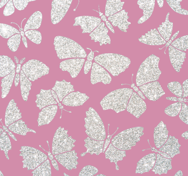 Silver fjärilar rosa bakgrund sovrum tapet - Tenstickers