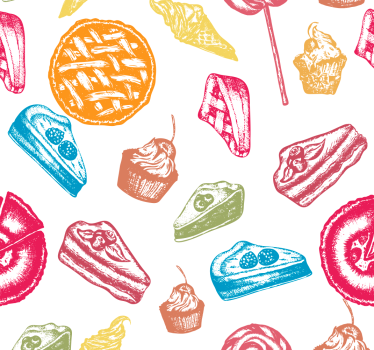 Olika söta desserter kök vinyl tapeter - Tenstickers