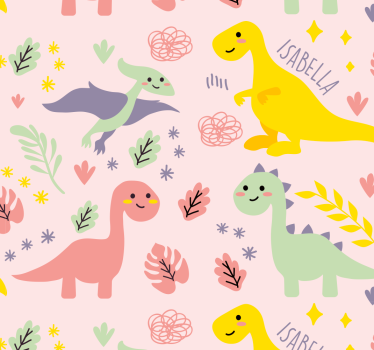 Gröna dinosaurier med namn barn tapeter - Tenstickers