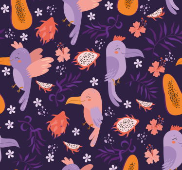 Lila tropisk papegoja tapet - Tenstickers