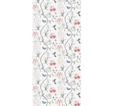 Fågel & fjäril blomma gren cool djur tapet - Tenstickers