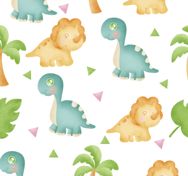 Olika dinosaurier och buskar barn tapeter - Tenstickers