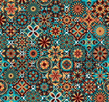 Färgglada mosaik vintage tapeter - Tenstickers