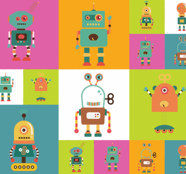 Roliga robotar barns sovrum tapeter - Tenstickers